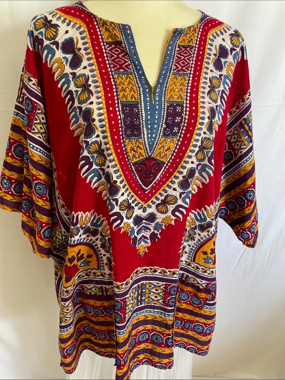 Funky People, Red African Dashiki Tunic Shirt.